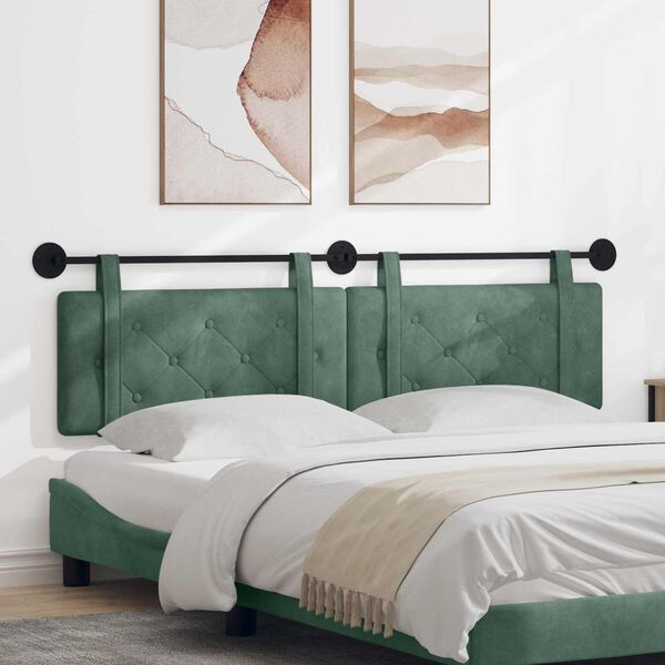 vidaXL Z&aacute;vesn&aacute; Čel&aacute; N&aacute;stenn&yacute; Morsk&aacute; zelen&aacute; 190 x 55 x 5 cm Zamat