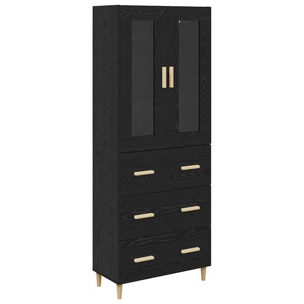 vidaXL Highboard so z&aacute;suvkou Čierny dub 69,5 x 34 x 180 cm