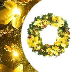vidaXL Vianočn&yacute; veniec s LED svetlami zelen&yacute; 60 cm PVC