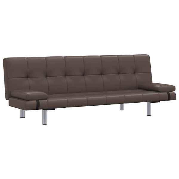 vidaXL Rozkladacia pohovka s 2 vank&uacute;&scaron;mi, hned&aacute;, umel&aacute; koža