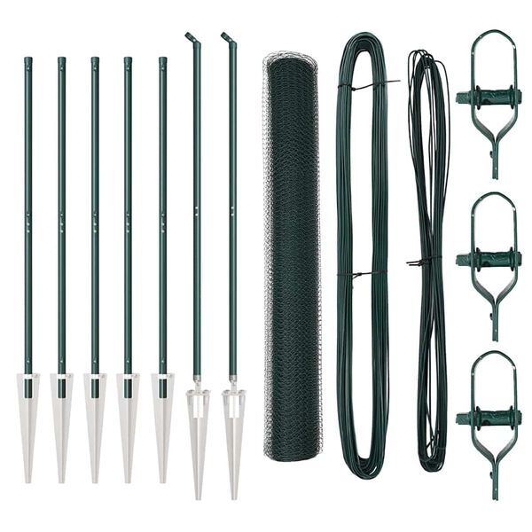 vidaXL Stĺp na plot. Zelen&aacute; 10 x 1 m (25 mm sieť) Ocel a PVC