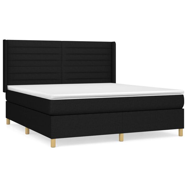 vidaXL Posteľn&yacute; r&aacute;m boxspring s matracom čierny 160x200 cm l&aacute;tka