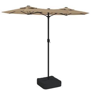 vidaXL Z&aacute;hradn&yacute; slnečn&iacute;k, dvojit&aacute; strie&scaron;ka+LED, sivohned&yacute; 316x145 cm