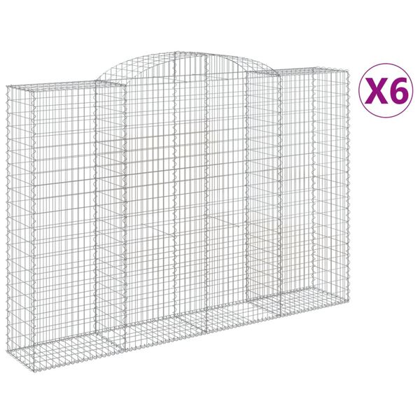 vidaXL Oblúkové gabionové koše 6ks 300x50x200/220cm pozinkované železo
