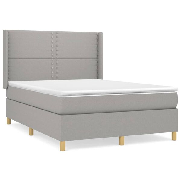 vidaXL Boxspring posteľ s matracom bledosiv&aacute; 140x200 cm l&aacute;tka