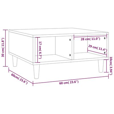 vidaXL Konferenčný stolík údený dub 60x60x30 cm drevotrieska