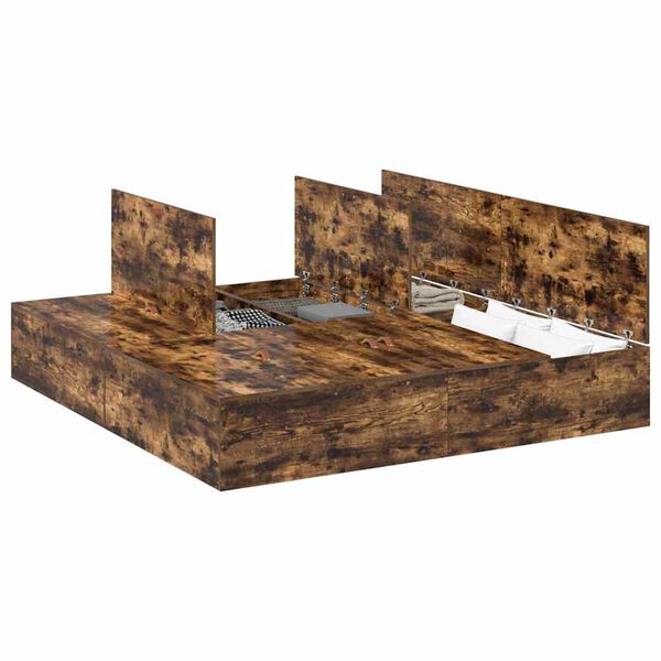 vidaXL Rám postele s úložným prostorem Dymová dub 180 x 200 cm