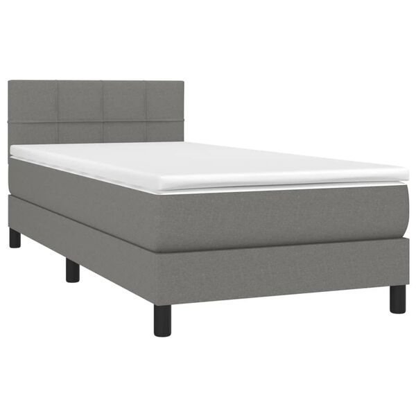 vidaXL Boxspring posteľ s matracom tmavosiv&aacute; 90x200 cm l&aacute;tka