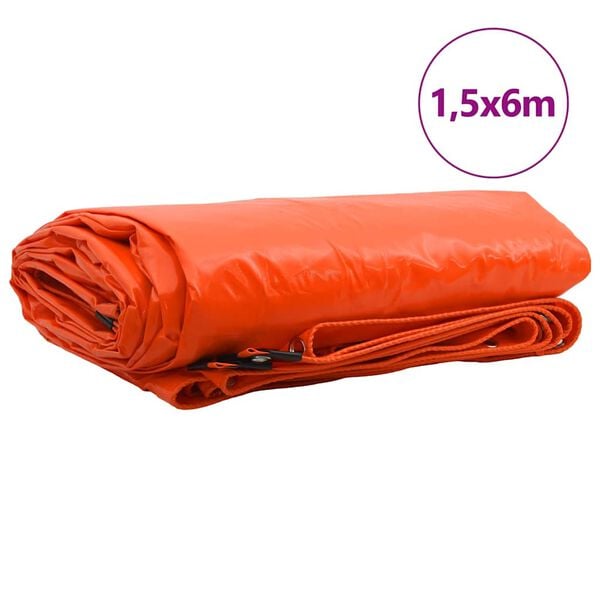 vidaXL Tarpaulin 650g / m&sup2; Oranžov&aacute; 1,5 x 6 m Pl&aacute;tno s PVC povrchom
