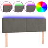 vidaXL Čelo postele s LED tmavosiv&eacute; 144x5x78/88 cm zamat