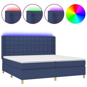 vidaXL Posteľ boxsping s matracom a LED modr&aacute; 200x200 cm l&aacute;tka