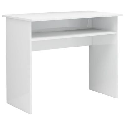vidaXL Písací stôl, lesklý biely 90x50x74 cm, drevotrieska