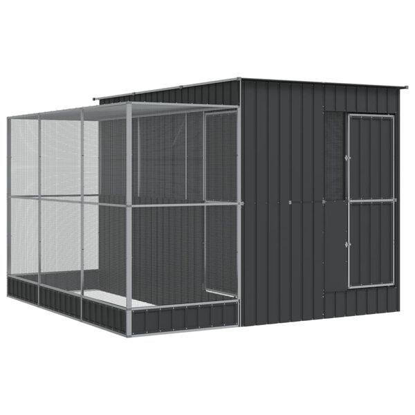 vidaXL Voliéra s prístavbou, strieborná, 290x303x216 cm, oceľová