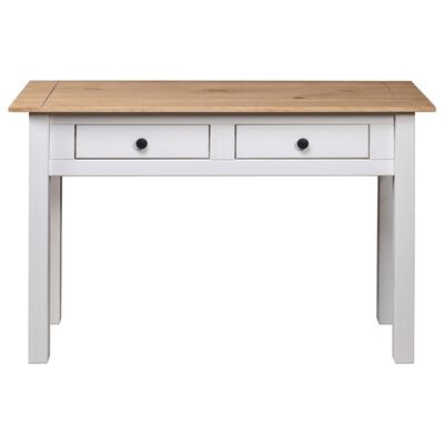 vidaXL Konzolový stôl,biely 110x40x72cm, borovicový masív Panama Range