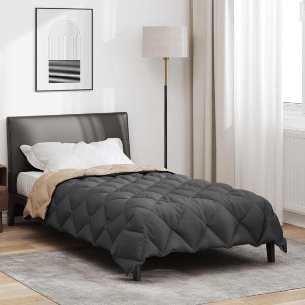 vidaXL Zimn&yacute; prehoz Antracitov&aacute; a taupe 220 x 135 cm Mikrovl&aacute;kno