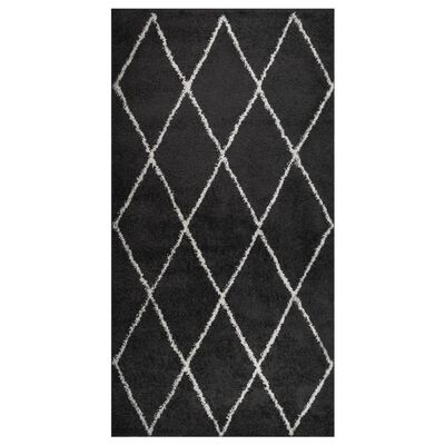 vidaXL Chlpatý koberec s vysokým vlasom krémový a antracit 80x150 cm