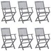 vidaXL Skladacie vonkaj&scaron;ie stoličky s podložkami 6 ks ak&aacute;ciov&yacute; mas&iacute;v