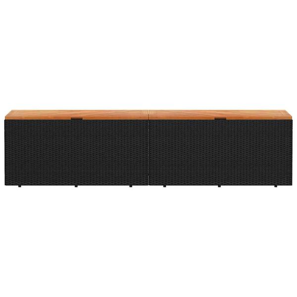 vidaXL Záhrad. úložný box čierny 220x50x54 cm polyratan akáciové drevo