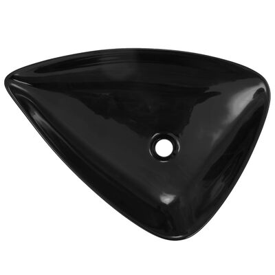 vidaXL Keramické umývadlo čierne 645x455x115 mm trojuholníkové