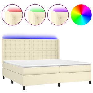 vidaXL Boxspring posteľ s matracom a LED kr&eacute;mov&aacute; 200x200 cm umel&aacute; koža