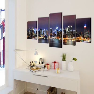 Sada obrazov na stenu, motív farebná panoráma New Yorku 200 x 100 cm