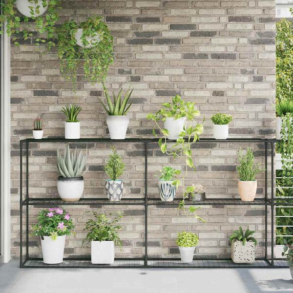 vidaXL 3-podlažn&yacute; stojan na rastliny Čierna 400 x 32 x 104 cm Oceľ