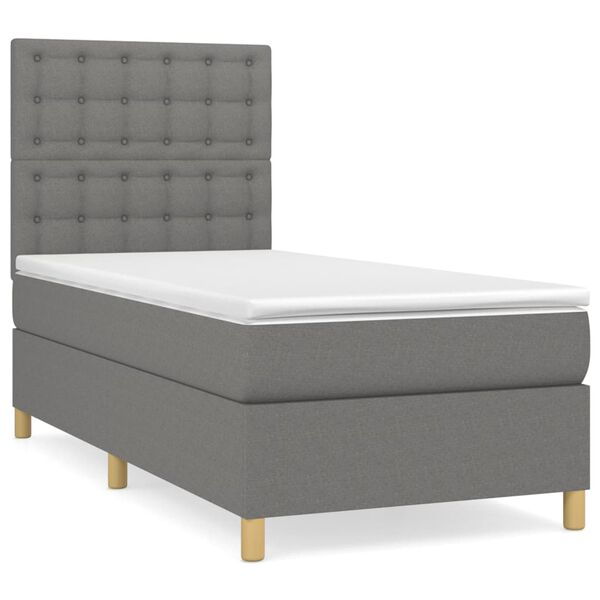 vidaXL Boxspring posteľ s matracom tmavosiv&aacute; 90x200 cm l&aacute;tka