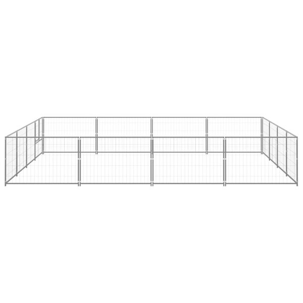 vidaXL Koterec pre psy strieborn&yacute; 16 m&sup2; oceľ