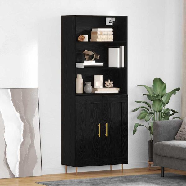 vidaXL Highboard Čierny dub 69,5 x 34 x 180 cm Kompozitn&eacute; drevo