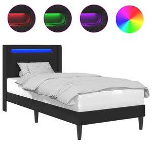 vidaXL R&aacute;m postele s LED p&aacute;sikmi Čierna 90 x 190 cm Umel&aacute; koža