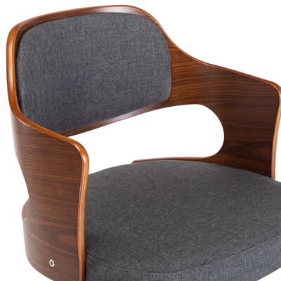 vidaXL Otočná jedálenská stolička, sivá, ohýbané drevo a látka