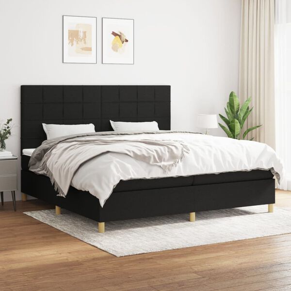 vidaXL Boxspring posteľ s matracom čierna 200x200 cm l&aacute;tka