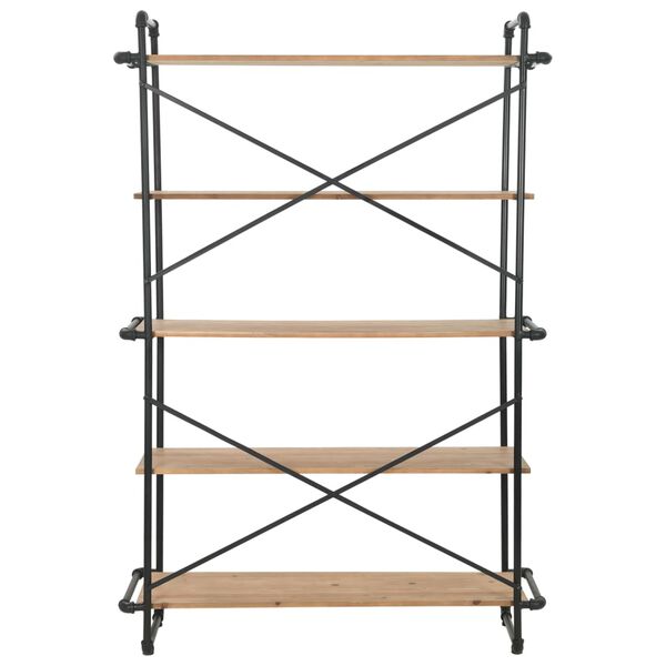 vidaXL Knižnica, jedľový masív a oceľ 120x42x180 cm