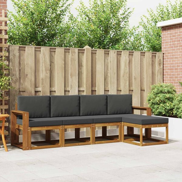 vidaXL Z&aacute;hradn&aacute; s&uacute;prava gaučov s vank&uacute;&scaron;om 5 pcs Pr&iacute;rodn&aacute; a antracitov&aacute;