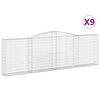 vidaXL Obl&uacute;kov&eacute; gabionov&eacute; ko&scaron;e 9 ks 400x30x120/140 cm pozink. železo