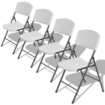 vidaXL Skladacie záhradné stoličky 4 ks, oceľ a HDPE, biele