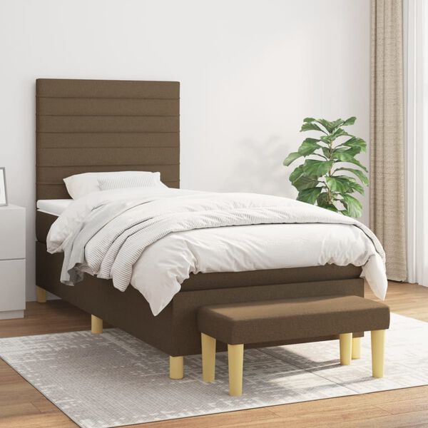 vidaXL Boxspring posteľ s matracom tmavohnedá 100x200 cm látka