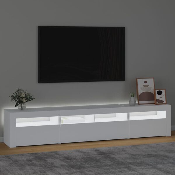 vidaXL TV skrinka s LED svetlami biela 210x35x40 cm