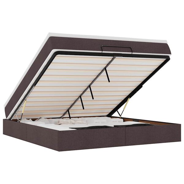 VidaXL Osmanská posteľ s matracom Tmavohnedá 160x200cm Látka