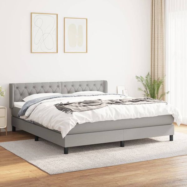 vidaXL Boxspring posteľ s matracom svetlosiv&aacute; 100x200 cm l&aacute;tka
