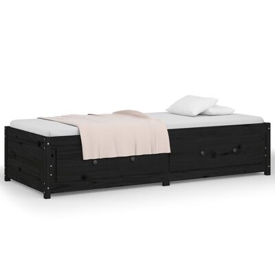 vidaXL Denná posteľ čierna 75x190 cm malé jednolôžko masívna borovica