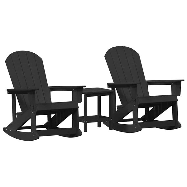 vidaXL Záhradný lounge set 3 pcs Čierna HDPE