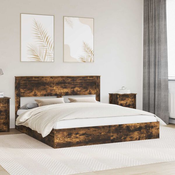 vidaXL &Uacute;ložn&aacute; posteľ Dymov&aacute; dub 180 x 200 cm Kompozitn&eacute; drevo