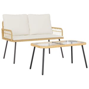 vidaXL Z&aacute;hradn&yacute; jed&aacute;lensk&yacute; set s vank&uacute;&scaron;om 2 pcs Pr&iacute;rodn&aacute; polyratan