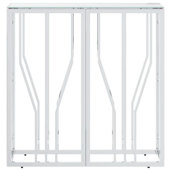 vidaXL Konzolový stolík 70x30x70 cm nehrdzavejúca oceľ a sklo