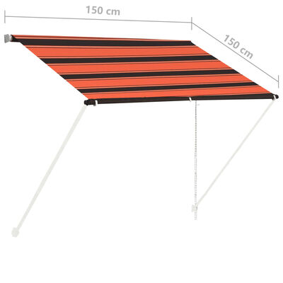 vidaXL Zaťahovacia markíza 150x150 cm oranžová a hnedá