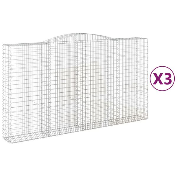 vidaXL Oblúkový gabionový kôš 3 ks 400x50x220/240cm pozinkované železo