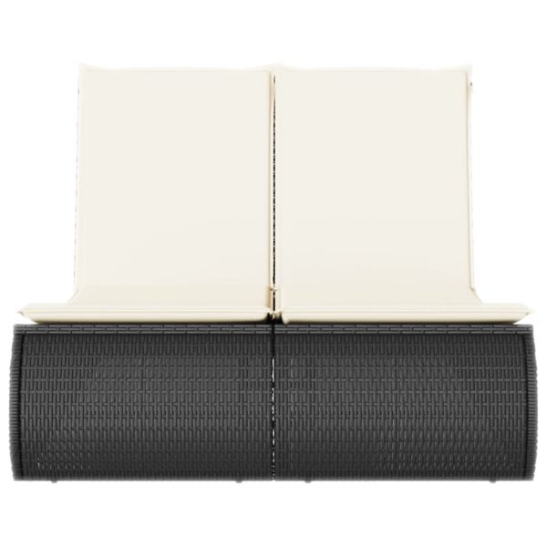 vidaXL Dvojité ležadlo s vankúšmi čierne polyratan