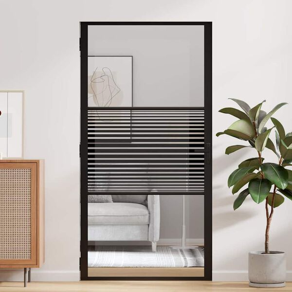 vidaXL Vnútorné dvere Čierna 102.5 x 201.5 cm Tvrdené sklo a hliník