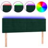 vidaXL Čelo postele s LED tmavozelen&eacute; 144x5x78/88 cm zamat